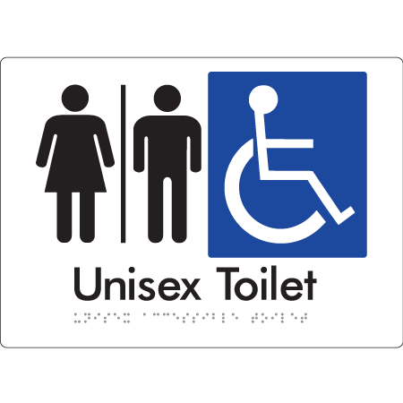 Braille Sign Unisex Accessible Toilet with Airlock - Braille Tactile Signs Aust. - BTS210-AL-wht - Custom Signs - Fast Shipping - High Quality - Australian Made &amp; Owned