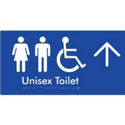 Braille Sign Unisex Accessible Toilet with Arrow - Braille Tactile Signs Aust. - BTS210->U-blu - Custom Signs - Fast Shipping - High Quality - Australian Made &amp; Owned
