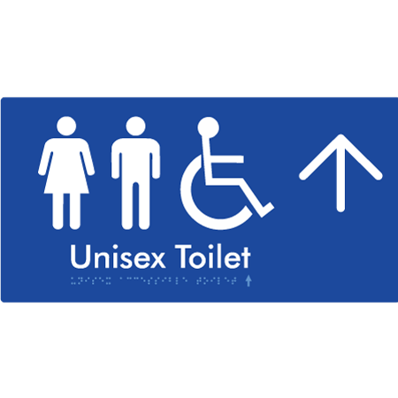 Braille Sign Unisex Accessible Toilet with Arrow - Braille Tactile Signs Aust. - BTS210->U-blu - Custom Signs - Fast Shipping - High Quality - Australian Made &amp; Owned