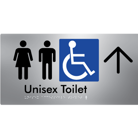 Braille Sign Unisex Accessible Toilet with Arrow - Braille Tactile Signs Aust. - BTS210->U-aliS - Custom Signs - Fast Shipping - High Quality - Australian Made &amp; Owned