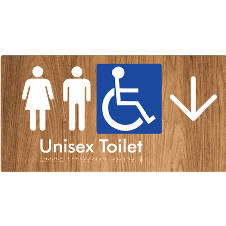 Braille Sign Unisex Accessible Toilet with Arrow - Braille Tactile Signs Aust. - BTS210->D-wdg - Custom Signs - Fast Shipping - High Quality - Australian Made &amp; Owned