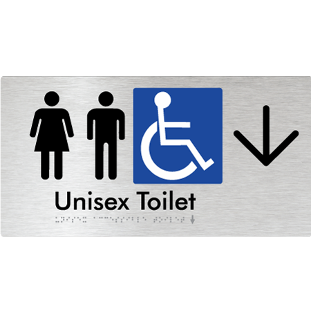 Braille Sign Unisex Accessible Toilet with Arrow - Braille Tactile Signs Aust. - BTS210->D-aliB - Custom Signs - Fast Shipping - High Quality - Australian Made &amp; Owned