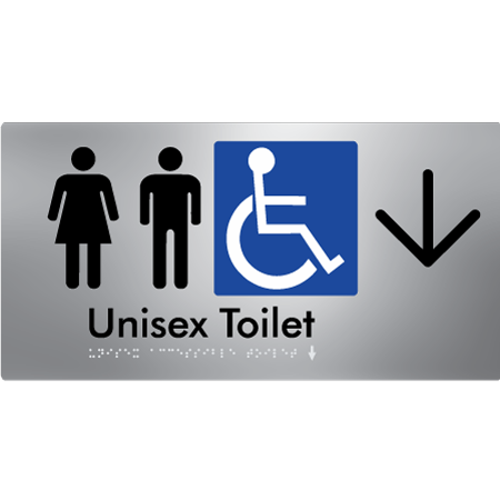 Braille Sign Unisex Accessible Toilet with Arrow - Braille Tactile Signs Aust. - BTS210->D-aliS - Custom Signs - Fast Shipping - High Quality - Australian Made &amp; Owned