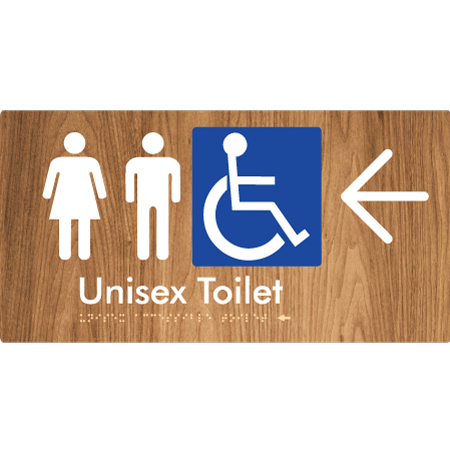 Braille Sign Unisex Accessible Toilet with Arrow - Braille Tactile Signs Aust. - BTS210->L-wdg - Custom Signs - Fast Shipping - High Quality - Australian Made &amp; Owned