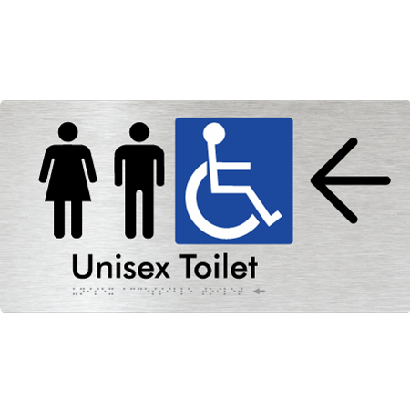 Braille Sign Unisex Accessible Toilet with Arrow - Braille Tactile Signs Aust. - BTS210->L-aliB - Custom Signs - Fast Shipping - High Quality - Australian Made &amp; Owned