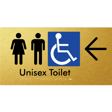 Braille Sign Unisex Accessible Toilet with Arrow - Braille Tactile Signs Aust. - BTS210->L-aliG - Custom Signs - Fast Shipping - High Quality - Australian Made &amp; Owned