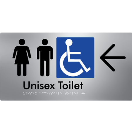 Braille Sign Unisex Accessible Toilet with Arrow - Braille Tactile Signs Aust. - BTS210->L-aliS - Custom Signs - Fast Shipping - High Quality - Australian Made &amp; Owned