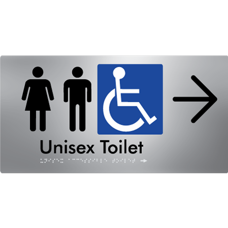 Braille Sign Unisex Accessible Toilet with Arrow - Braille Tactile Signs Aust. - BTS210->R-aliS - Custom Signs - Fast Shipping - High Quality - Australian Made &amp; Owned