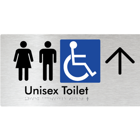 Braille Sign Unisex Accessible Toilet with Arrow - Braille Tactile Signs Aust. - BTS210->U-aliB - Custom Signs - Fast Shipping - High Quality - Australian Made &amp; Owned