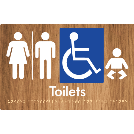 Braille Sign Unisex Accessible Toilets & Baby Change w/ Air Lock - Braille Tactile Signs Aust. - BTS207-AL-wdg - Custom Signs - Fast Shipping - High Quality - Australian Made &amp; Owned