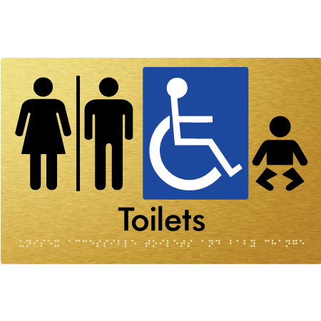 Braille Sign Unisex Accessible Toilets & Baby Change w/ Air Lock - Braille Tactile Signs Aust. - BTS207-AL-aliG - Custom Signs - Fast Shipping - High Quality - Australian Made &amp; Owned