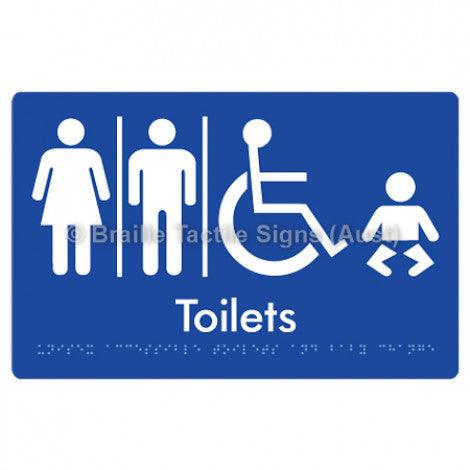 Braille Sign Unisex Accessible Toilets & Baby Change w/ Air Lock x 2 - Braille Tactile Signs (Aust) - BTS207-AL-AL-blu - Fully Custom Signs - Fast Shipping - High Quality - Australian Made &amp; Owned