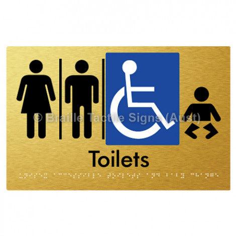 Braille Sign Unisex Accessible Toilets & Baby Change w/ Air Lock x 2 - Braille Tactile Signs (Aust) - BTS207-AL-AL-aliG - Fully Custom Signs - Fast Shipping - High Quality - Australian Made &amp; Owned