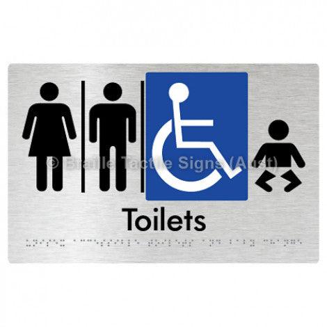 Braille Sign Unisex Accessible Toilets & Baby Change w/ Air Lock x 2 - Braille Tactile Signs (Aust) - BTS207-AL-AL-aliB - Fully Custom Signs - Fast Shipping - High Quality - Australian Made &amp; Owned