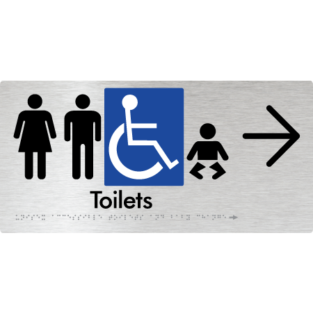 Unisex Accessible Toilets & Baby Change with Large Directional Arrow