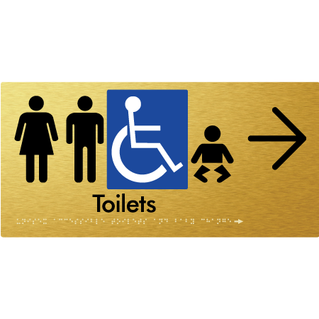 Unisex Accessible Toilets & Baby Change with Large Directional Arrow