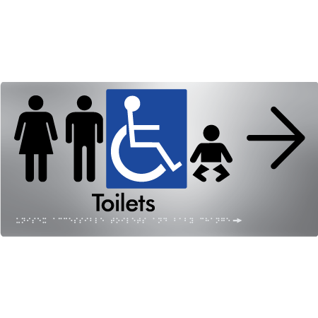 Unisex Accessible Toilets & Baby Change with Large Directional Arrow