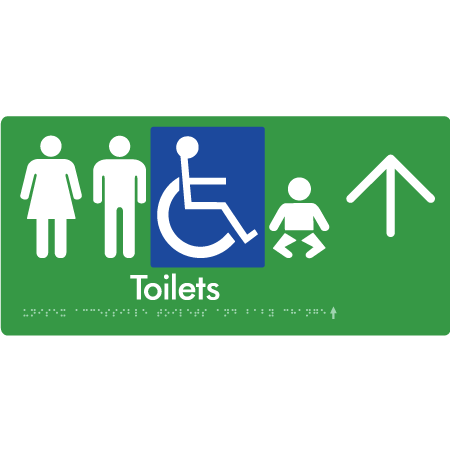 Unisex Accessible Toilets & Baby Change with Large Directional Arrow