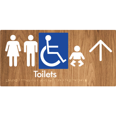 Braille Sign Unisex Accessible Toilets & Baby Change w/ Large Arrow - Braille Tactile Signs Aust. - BTS207->U-wdg - Custom Signs - Fast Shipping - High Quality - Australian Made &amp; Owned