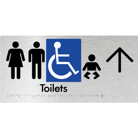 Braille Sign Unisex Accessible Toilets & Baby Change w/ Large Arrow - Braille Tactile Signs Aust. - BTS207->U-aliB - Custom Signs - Fast Shipping - High Quality - Australian Made &amp; Owned