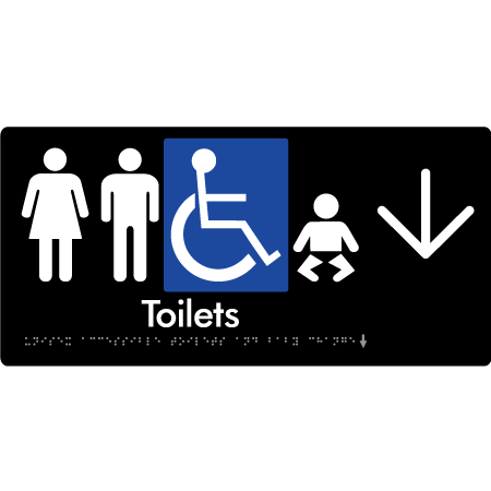 Unisex Accessible Toilets & Baby Change with Large Directional Arrow