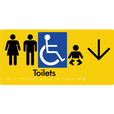 Unisex Accessible Toilets & Baby Change with Large Directional Arrow