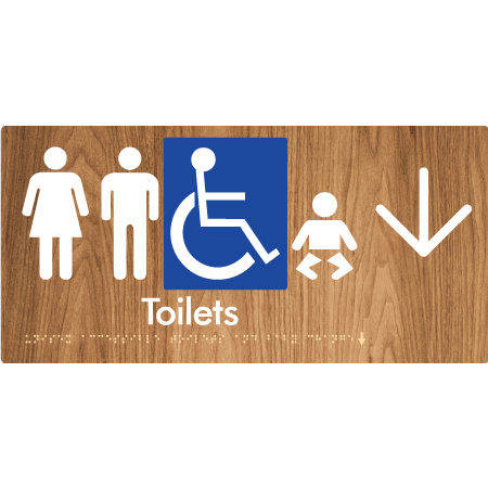 Unisex Accessible Toilets & Baby Change with Large Directional Arrow