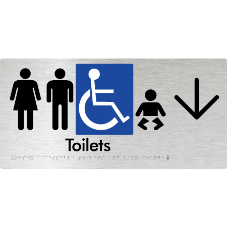 Unisex Accessible Toilets & Baby Change with Large Directional Arrow
