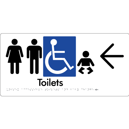 Unisex Accessible Toilets & Baby Change with Large Directional Arrow