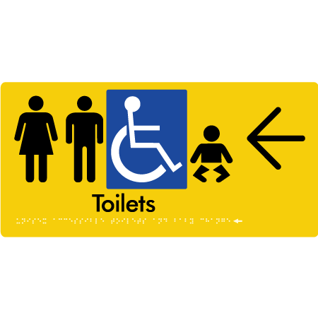Unisex Accessible Toilets & Baby Change with Large Directional Arrow