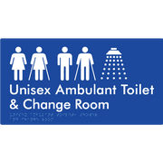 Braille Sign Unisex Ambulant Toilet & Change Room - Braille Tactile Signs Aust. - BTS415-blu - Custom Signs - Fast Shipping - High Quality - Australian Made &amp; Owned