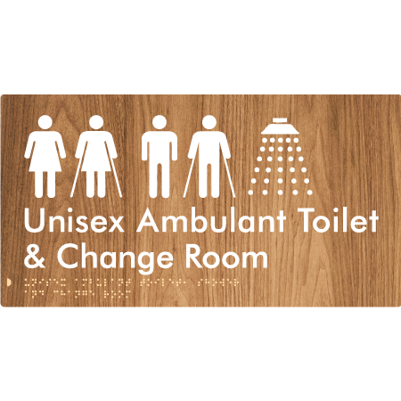 Braille Sign Unisex Ambulant Toilet & Change Room - Braille Tactile Signs Aust. - BTS415-wdg - Custom Signs - Fast Shipping - High Quality - Australian Made &amp; Owned