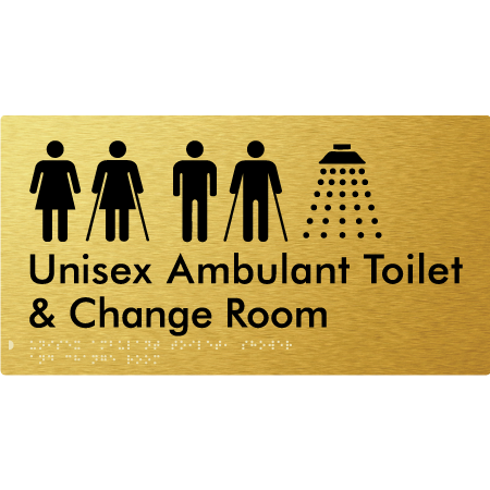 Braille Sign Unisex Ambulant Toilet & Change Room - Braille Tactile Signs Aust. - BTS415-aliG - Custom Signs - Fast Shipping - High Quality - Australian Made &amp; Owned