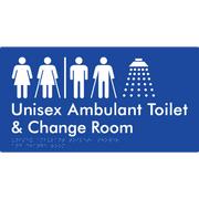 Braille Sign Unisex Ambulant Toilet & Change Room With Air Lock - Braille Tactile Signs Aust. - BTS415-AL-blu - Custom Signs - Fast Shipping - High Quality - Australian Made &amp; Owned