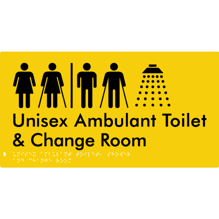 Braille Sign Unisex Ambulant Toilet & Change Room With Air Lock - Braille Tactile Signs Aust. - BTS415-AL-yel - Custom Signs - Fast Shipping - High Quality - Australian Made &amp; Owned