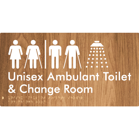 Braille Sign Unisex Ambulant Toilet & Change Room With Air Lock - Braille Tactile Signs Aust. - BTS415-AL-wdg - Custom Signs - Fast Shipping - High Quality - Australian Made &amp; Owned