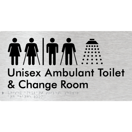 Braille Sign Unisex Ambulant Toilet & Change Room With Air Lock - Braille Tactile Signs Aust. - BTS415-AL-aliB - Custom Signs - Fast Shipping - High Quality - Australian Made &amp; Owned