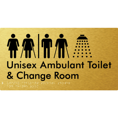 Braille Sign Unisex Ambulant Toilet & Change Room With Air Lock - Braille Tactile Signs Aust. - BTS415-AL-aliG - Custom Signs - Fast Shipping - High Quality - Australian Made &amp; Owned