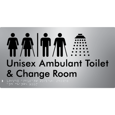 Braille Sign Unisex Ambulant Toilet & Change Room With Air Lock - Braille Tactile Signs Aust. - BTS415-AL-aliS - Custom Signs - Fast Shipping - High Quality - Australian Made &amp; Owned