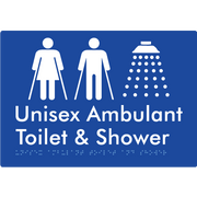 Braille Sign Unisex Ambulant Toilet & Shower - Braille Tactile Signs Aust. - BTS232-blu - Custom Signs - Fast Shipping - High Quality - Australian Made &amp; Owned