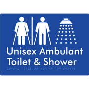 Braille Sign Unisex Ambulant Toilet & Shower With Air-Lock - Braille Tactile Signs Aust. - BTS232-AL-blu - Custom Signs - Fast Shipping - High Quality - Australian Made &amp; Owned