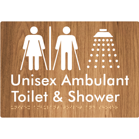 Braille Sign Unisex Ambulant Toilet & Shower With Air-Lock - Braille Tactile Signs Aust. - BTS232-AL-wdg - Custom Signs - Fast Shipping - High Quality - Australian Made &amp; Owned