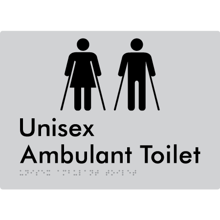 Braille Sign Unisex Ambulant Toilet - Braille Tactile Signs Aust. - BTS224n-slv - Custom Signs - Fast Shipping - High Quality - Australian Made &amp; Owned