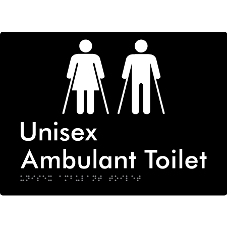 Braille Sign Unisex Ambulant Toilet - Braille Tactile Signs Aust. - BTS224n-blk - Custom Signs - Fast Shipping - High Quality - Australian Made &amp; Owned