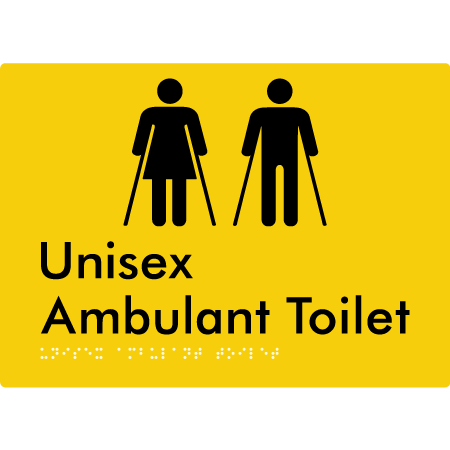 Braille Sign Unisex Ambulant Toilet - Braille Tactile Signs Aust. - BTS224n-yel - Custom Signs - Fast Shipping - High Quality - Australian Made &amp; Owned