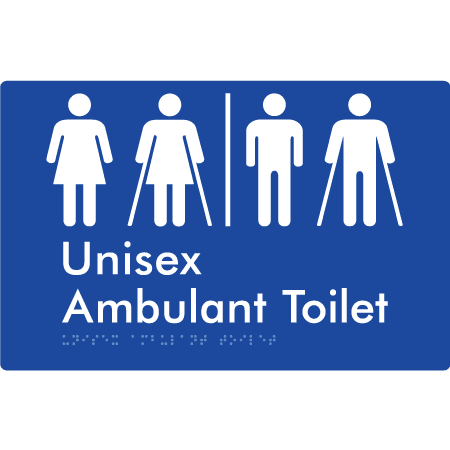 Braille Sign Unisex Ambulant Toilet with Airlock - Braille Tactile Signs Aust. - BTS397-AL-blu - Custom Signs - Fast Shipping - High Quality - Australian Made &amp; Owned