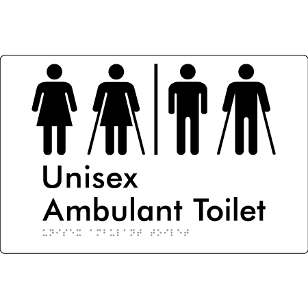 Braille Sign Unisex Ambulant Toilet with Airlock - Braille Tactile Signs Aust. - BTS397-AL-wht - Custom Signs - Fast Shipping - High Quality - Australian Made &amp; Owned