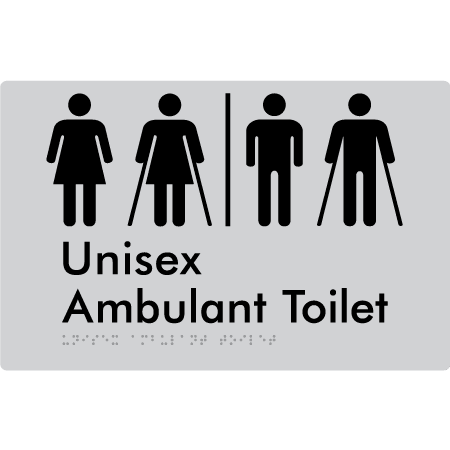 Braille Sign Unisex Ambulant Toilet with Airlock - Braille Tactile Signs Aust. - BTS397-AL-slv - Custom Signs - Fast Shipping - High Quality - Australian Made &amp; Owned