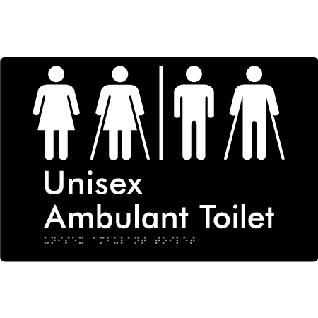 Braille Sign Unisex Ambulant Toilet with Airlock - Braille Tactile Signs Aust. - BTS397-AL-blk - Custom Signs - Fast Shipping - High Quality - Australian Made &amp; Owned