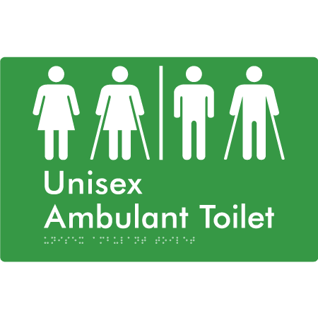 Braille Sign Unisex Ambulant Toilet with Airlock - Braille Tactile Signs Aust. - BTS397-AL-grn - Custom Signs - Fast Shipping - High Quality - Australian Made &amp; Owned